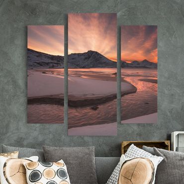 Leinwandbild 3-teilig - Goldener Sonnenuntergang - Galerie Triptychon