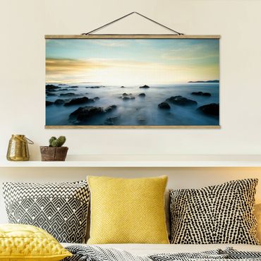 Stoffbild mit Posterleisten - Sonnenuntergang über dem Ozean - Querformat 2:1