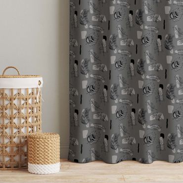Vorhang - Abstraktes Muster mit Palmblätter - Grau