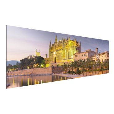 Alu-Dibond Bild - Catedral de Mallorca Wasserspiegelung