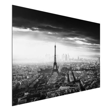 Aluminium Print - Der Eiffelturm von Oben Schwarz-weiß - Querformat 2:3