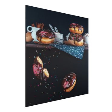 Alu-Dibond Bild - Donuts vom Küchenregal