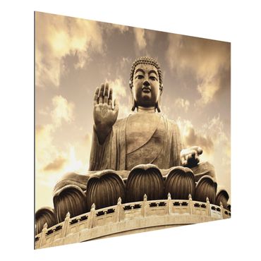 Alu-Dibond Bild - Großer Buddha Sepia