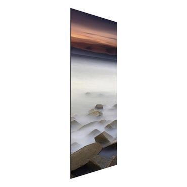 Aluminium Print - Sonnenuntergang im Nebel - Panorama Hochformat