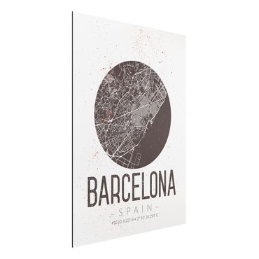 Alu-Dibond Bild - Stadtplan Barcelona - Retro