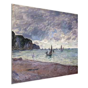 Alu-Dibond Bild - Claude Monet - Fischerboote vor der Küste und den Felsen von Pourville