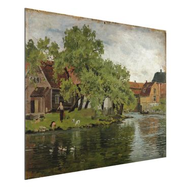 Alu-Dibond Bild - Edvard Munch - Szene am Fluss Akerselven