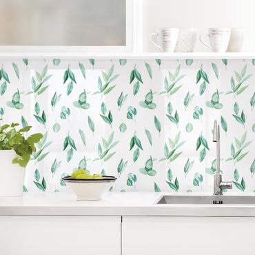 Küchenrückwand - Aquarell Eukalyptuszweige Muster