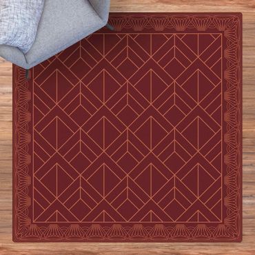 Kork-Teppich - Art Deco Schuppen Muster mit Bordüre - Quadrat 1:1