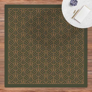 Kork-Teppich - Art Deco Vorhang Muster mit Rahmen - Quadrat 1:1