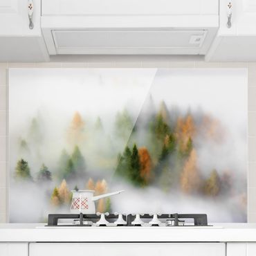 Spritzschutz Glas - Nebelwald im Herbst - Querformat - 3:2