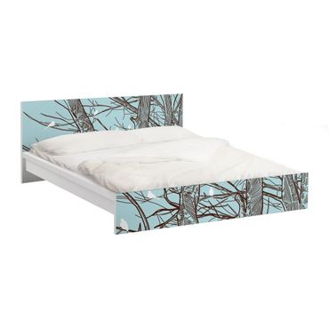 Möbelfolie für IKEA Malm Bett niedrig 140x200cm - Klebefolie Winterbäume