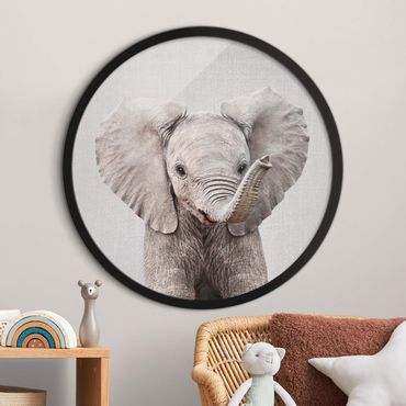 Rundes Gerahmtes Bild - Baby Elefant Elsa