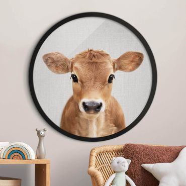 Rundes Gerahmtes Bild - Baby Kuh Kira