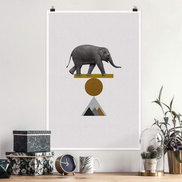 Poster - Balancekunst Elefant - Hochformat 2:3