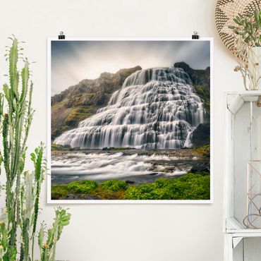 Poster - Dynjandi Wasserfall - Quadrat 1:1