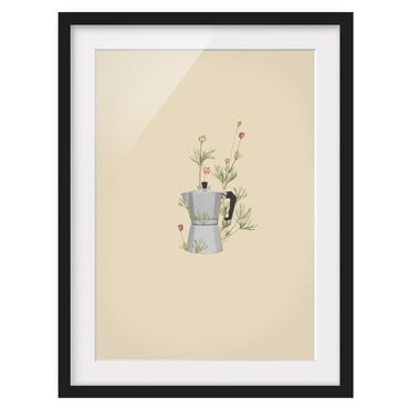 Bild mit Rahmen - Bialetti mit Blumen