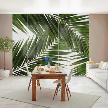 Schiebegardinen Set - Blick durch grüne Palmenblätter - Flächenvorhang