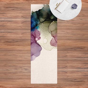 Kork-Teppich - Blumenbogen mit Gold - Hochformat 1:3