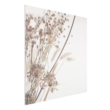 Forex Fine Art Print - Bouquet aus Ziergras und Blüten - Quadrat 1:1