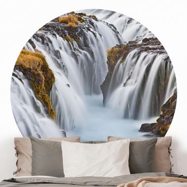 Runde Tapete selbstklebend - Brúarfoss Wasserfall in Island
