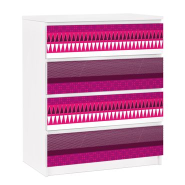 Möbelfolie für IKEA Malm Kommode - selbstklebende Folie Pink Ethnomix
