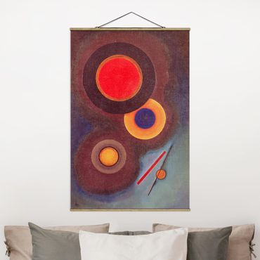 Stoffbild mit Posterleisten - Wassily Kandinsky - Kreise und Linien - Hochformat 2:3