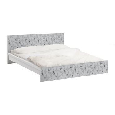 Möbelfolie für IKEA Malm Bett niedrig 180x200cm - Klebefolie Schmetterlinge Monochrom