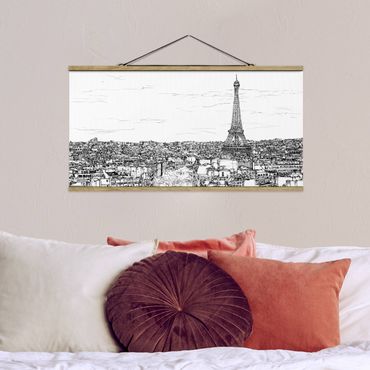 Stoffbild mit Posterleisten - Stadtstudie - Paris - Querformat 2:1