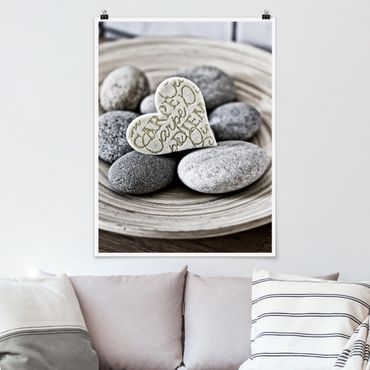 Poster - Carpe Diem Herz mit Steinen - Hochformat 4:3