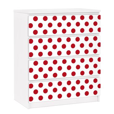 Möbelfolie für IKEA Malm Kommode - selbstklebende Folie No.DS92 Punktdesign Girly Weiß