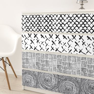 Möbelfolie Muster - Set aus 4 modernen Pinselstriche-Mustern