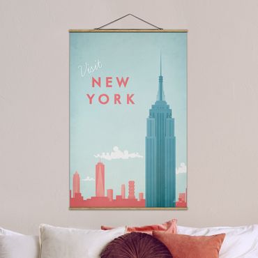 Stoffbild mit Posterleisten - Reiseposter - New York - Hochformat 2:3