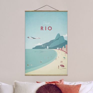 Stoffbild mit Posterleisten - Reiseposter - Rio de Janeiro - Hochformat 2:3
