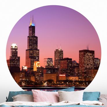 Runde Tapete selbstklebend - Chicago Skyline