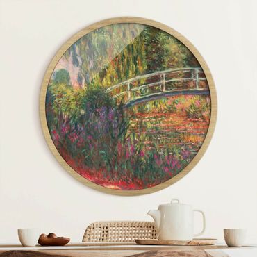 Rundes Gerahmtes Bild - Claude Monet - Japanische Brücke im Garten von Giverny