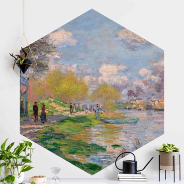 Hexagon Mustertapete selbstklebend - Claude Monet - Seine
