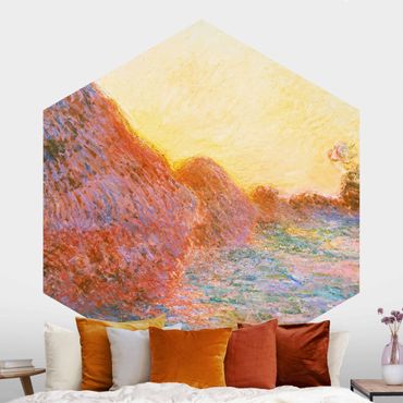 Hexagon Mustertapete selbstklebend - Claude Monet - Strohschober