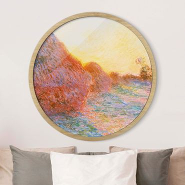 Rundes Gerahmtes Bild - Claude Monet - Strohschober