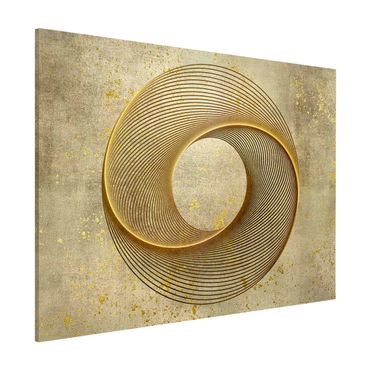 Magnettafel - Line Art Kreisspirale Gold - Memoboard Querformat 3:4
