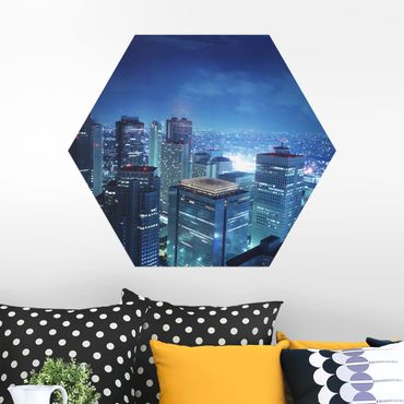 Hexagon Bild Alu-Dibond - Die Atmosphäre Tokios