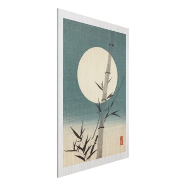 Aluminium Print gebürstet - Japanische Zeichnung Bambus und Mond - Hochformat 3:2