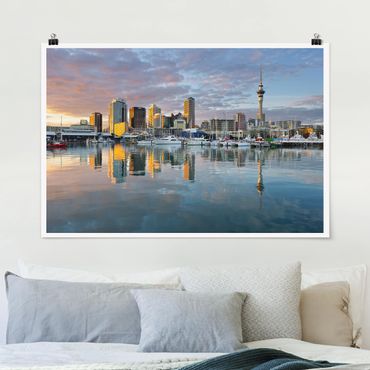 Poster - Auckland Skyline Sonnenuntergang - Querformat 2:3