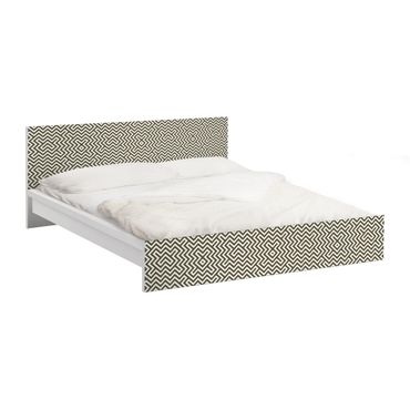 Möbelfolie für IKEA Malm Bett niedrig 140x200cm - Klebefolie Geometrisches Design Braun
