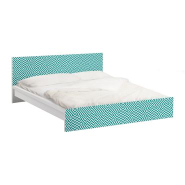 Möbelfolie für IKEA Malm Bett niedrig 180x200cm - Klebefolie Geometrisches Design Mint