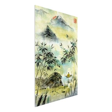 Forex Fine Art Print - Japanische Aquarell Zeichnung Bambuswald - Hochformat 3:2