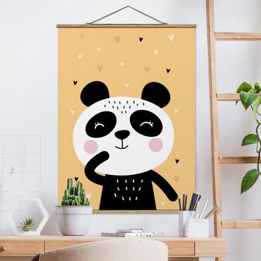 Stoffbild mit Posterleisten - Der glückliche Panda - Hochformat 3:4