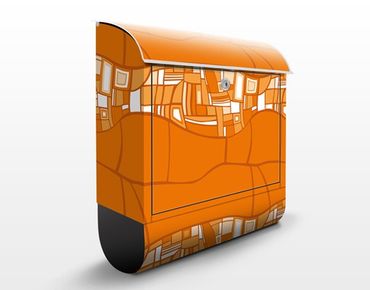 Design Briefkasten Abstraktes Ornament Orange - Briefkasten Orange