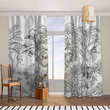 Vorhang - Detaillierte Dschungelzeichnung