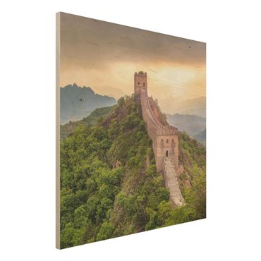 Holzbild - Die unendliche Mauer von China - Quadrat